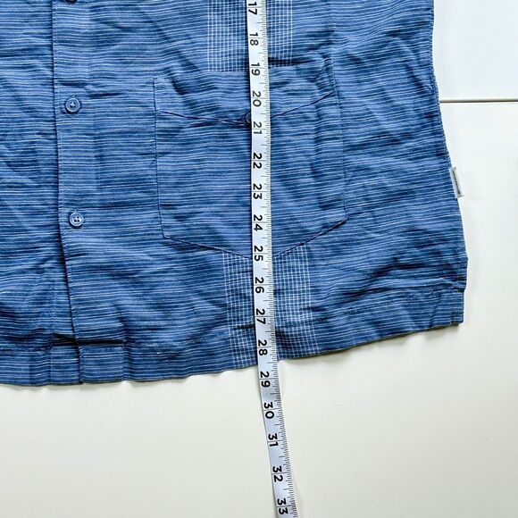 NWOT CUBAVERA Federal Blue Cotton Blend Striped Short Sleeve Button Down Shirt L - Picture 12 of 13